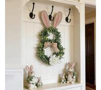 Easter Bunny Wreath - Flower Wreath Door Hanging Decorations, Artificial Green Plant Rabbit Spring for Front Door Wall Home Decoration (Green_3)