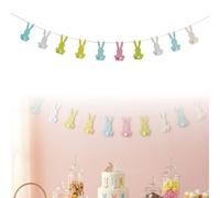 Easter Bunting Decorations - Bunny Garland Bunting 2 Metres, Double-Sided Bunny Flags with Pom Pom Tails, Cute Easter Bunny Decorations for Easter Decorations Home, Classroom & Party Décor