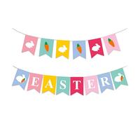Easter Bunting,Easter Decorations,Rabbit Bunting Easter Egg Bunny Carrot Happy Easter Bunting Garland for Home Easter Party Supplies Spring Decorations Photo Props
