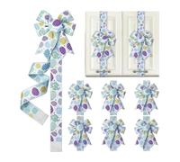 Easter Cabinet Ribbon Bows 6 Pieces Easter Cabinet Ribbon Bows Set, Spring Bunny Day Decorations for Window Kitchen Home, Holiday Party Supplies(6 pcs Blue)