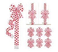 Easter Cabinet Ribbon Bows 6 Pieces Easter Cabinet Ribbon Bows Set, Spring Bunny Day Decorations for Window Kitchen Home, Holiday Party Supplies(6 pcs Red)