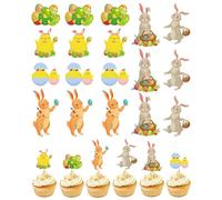 Easter Cake Decoration | 24 Pieces Reusable Paper Spring Easter Happy Cake Decorations | For Apartment Office Table Party Dessert Snack