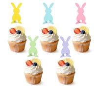 Easter Cake Decoration Cute Rabbit Radish Rabbit Ears Cupcake Toppers Colourful Bunny Easter Cake Decoration Easter Theme Cake Decoration for Easter Party Baby Shower Birthday Desserts Cake (E-20