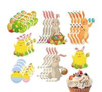Easter Cake Topper - 24 Pieces Paper Aesthetic Spring, Reusable Rabbit Cupcake Picks Party Supplies for Home Restaurant Office Holiday Party Dessert Pudding Treat Creative Baking Decoration DIY Cake
