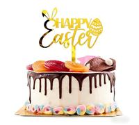 Easter Cake Toppers Bunny Egg Cupcake Decoration Gold Rabbit Dessert Happy Easter Spring Party Supplies