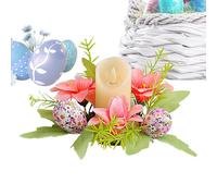 Easter Candle Rings, Easter Candle Wreath, Easter Eggs Holiday Candle Rings, Farmer Candle Wreaths, Flower Garland Spring Wreath, Sturdy Table Topper for Easter Spring Holiday Home