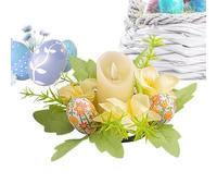 Easter Candle Wreath, Easter Egg Holiday Candle Rings Artificial Flowers Wreaths, Spring Wreath, Blossom Garland, Table Centerpiece Front Door Decor