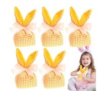 Easter Candy Bags, Easter Bunny Favor Bags, Bunny Ear Candy Bags - 5 x Gift Bags with Bow, Party Favors Easter Decorations for Cookie Snack