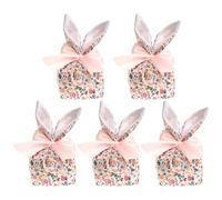 Easter Candy Bags, Easter Bunny Favor Bags | Bunny Ears Goodie Candy Storage Bags, 5 x Gift Bags with Bow, Party Favors Easter Decorations for Cookie Snack Toys Jewellery