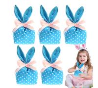 Easter Candy Bags, Easter Favor Bags | Candy Candy Bags with Ears - 5x Reusable Gift Bags with Bow, Easter Decorations Party Favors, Party Supplies