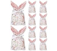 Easter Candy Bags, Goody Favor Bags, Bunny Ear Easter Candy Treat Bag with Drawstring Closure for Holiday Celebrations Party Birthday Wedding Family Gathering Kids Adults Festive Giving