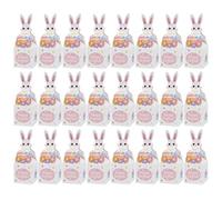 Easter Candy Boxes - 24 Pieces Paper Bunny Spring Decor, Snack Box Goodie Bag with Colorful Designs, Party Favor for Chocolate Cookie Kids Teen Boys Girls Family Home School Birthday Holiday