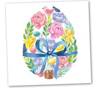 Easter Card. Floral Egg Design with Matching Envelope. 150x150mm. Ecofriendly. Blank Inside. Printed and Packed in UK.