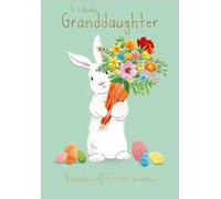 Easter Card Granddaughter Cute Rabbit Floral - Illustrated Design Greeting Card