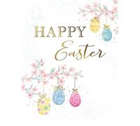 Easter Card, Open Happy Easter Bright Eggs - 8 x 6 inches - Regal Publishing