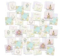 Easter Cards Bumper Pack of 30 | Mixed Cute & Traditional Designs | 6 Designs with Envelopes | Square Greeting Cards | Blank Inside | Spring Seasonal Cards