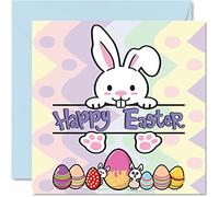 Easter Cards - Bunnies & Eggs - Happy Easter Card Friend, Bunny Cards, Christian Gifts, 145mm Spring Seasonal Greeting Cards for Family and Friends