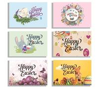 Easter Cards - Easter Bunny Cards, Happy Easters Card, with 6 Pcs Assorted Designs, Rabbit, Butterfly, Egg Pattern, Card Blessing Greeting Card Set with Envelopes & Stickers for Family Friends