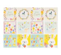 Easter Cards Pack of 24 - Traditional & Religious 6 Assorted Designs with Happy Easter Message Inside - 13.5 x 13.5cm Square Bumper Mixed Greeting Cards
