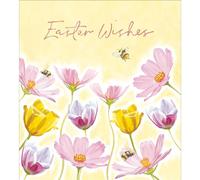 Easter Cards - Pack of 5 - Spring Flowers and Bees - Artistic Floral Design - Made in the UK - Eco-Friendly