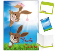 Easter Cards with Envelope (Set of 15) Easter Bunny & Easter Bunny - Funny Folding Cards Ideal for Private and Business - Happy Easter Cards from Breitenwerk