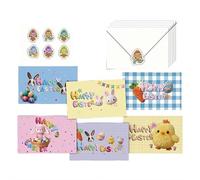Easter Cards with Envelopes Happy Easter Greeting Cards Cute Bunny Card Colorful Rabbit Eggs Card for Classroom Exchange Spring Birthday Party Supplies Employee Appreciation G-ift