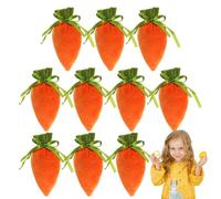 Easter Carrot Bags - 10 x Candy | Cute Carrot Cord String Bags | Spring Basket Stuffer Treat Bags | Children's Easter Party Accessories | Egg Hunt Goodie Bags | Reuse