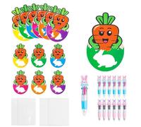 Easter Carrot Candy Bags, Carrot Cookie Bags with Bunny Pens and Greeting Cards, Clear Food Safe Design, 24/48 Piece Carrots Cookie Bag for Party Favors