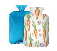 Easter Carrot Hearts Pattern Hot Water Bottle with Cover, 2L Large Capacity Hot Water Bag for Hot Cold Compress, Hand Feet Warmer, Neck Shoulder Pain Relief