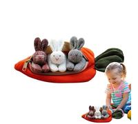 Easter Carrot Plush Bag With 3 Bunnies Inside, Soft Stuffed Bunny Toy Storage Pouch,Adorable Carrot Purse For Easter Basket Stuffers, Classroom Prizes, Home Travel Decoration For Friends
