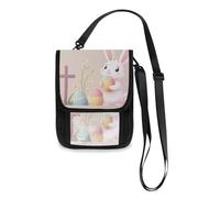 Easter Cartoon Cute Bunny Colorful Eggs Travel Wallet Passport Holder Passport Wallet Slim Lightweight Crossbody Bag with Adjustable Strap