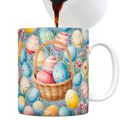 Easter Ceramic Mugs,3.74x3.15 Inches Funny 350ml Colorful Drinking Holiday Tea Mugs | Bunny Egg Design, Comfortable Grip Tea Cup for Hot Cocoa Coffee Milk