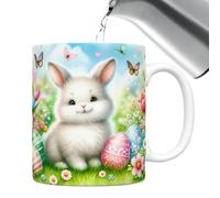 Easter Ceramic Mugs,3.74x3.15 Inches Funny 350ml Colorful Drinking Holiday Tea Mugs | Bunny Egg Design, Comfortable Grip Tea Cup for Hot Cocoa Coffee Milk