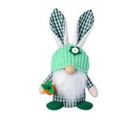 Easter Checkered Rabbit Ear Plush Gnome Ornament, Faceless Couple Doll Set, Pink and Green Gingham Fabric Decoration, Spring Holiday Home Decor (Green)