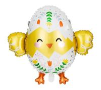 Easter Chick Foil Balloon Spring Party Decoration | 57cm Tall Inflated | Yellow and White Floral Design
