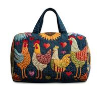 Easter Chick Pattern Quilted Tote Bag for Women, Quilted Duffle Bag, Lightweight Portable Quilted Bag, Multi-use Weekender Travel Bag for Gym Yoga Beach & Easter Trips (A, L(18″Lx9″Wx9″H))
