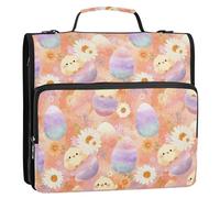 Easter Chick Watercolor Peach 3 Rings 1.5 inch Binder with Zipper with Shoulder Strap & Handle Easy to Carry Portable Portfolio for School