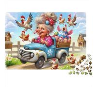 Easter Chicken Fun 1000 Pieces Sturdy Cardboard Classic Jigsaw Puzzle for Adults & Kids 12+, Stress Relief Puzzle, Wall Decor, Ultimate Relaxation 52x38cm/1000pcs