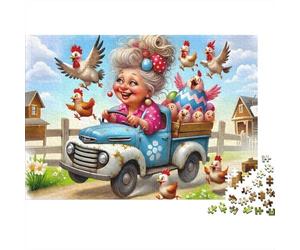 Easter Chicken Fun 1000 Pieces Sturdy Cardboard Classic Jigsaw Puzzle for Adults & Kids 12+, Stress Relief Puzzle, Wall Decor, Ultimate Relaxation 52x38cm/1000pcs