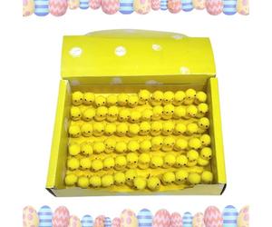 Easter Chicks - 1.2 Inch Classic Chenille Miniature Figures, 72-Piece Bulk Set, Tiny Plush Chicken Toys, Yellow Furry Birds, Springtime Party Accents, Festive Table Scatter | For Decorations