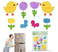 Easter Chicks Window Stickers - Self-Adhesive Gel Clings with Chicks, Flowers & Butterflies, Double-Sided Spring Decor for Windows, Glass Doors - Home & Party Decorations