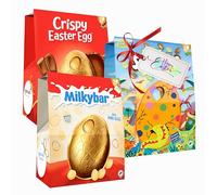 Easter Chocolate Eggs Bundle for for Easter Gifts - Large Easter Egg Bulk Buy of 230g White Milky Bar, 226g Dinosaur Egg & Crispy Honeycomb 208g. Great for Kids Egg Hunt