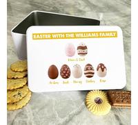 Easter Chocolate Eggs Family Personalised Gift Cake Biscuits Sweets Treat Tin Personalised Gift | Custom Gift | Personalized Tin | Cake, Biscuit & Treat Tins | Gift For Her | Gift For Him