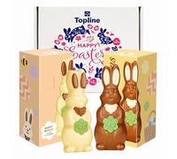 Easter Chocolate Hamper for Easter Gifts - Sweets Gift Box of 2 White & Milk Chocolate Happy Bunny Figures 90g Great Chocolate Hamper for Kids, Easter Egg Hunts