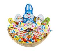 Easter Chocolate Hamper Made With Kinder Chocolates - Luxury Bamboo Gift Basket Bundle - Includes Surprise Eggs, Bunny, Bars & Mini Eggs - Ready to Gift Spring Treat Selection for Kids, Boys, Girls