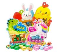 Easter Chocolate Mini Eggs Bulk Buy- Foil Wrapped Milk Chocolate with Hazelnut Pralines - 50g Unicorn, Bunny, Dinosaur & Little Chick Mini Eggs Bags - Easter Gifts, Egg Hunt