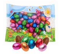 Easter Chocolate Mini Eggs for Egg Hunt - 1kg Colourful Milk Chocolate Eggs with Hazelnut & Cereals Pralines. Great Easter Gifts for Kids, Party Bag Fillers, Hampers or Baking