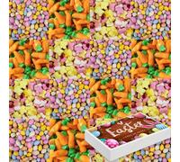 Easter Chocolates,Sweets Gift Hamper Box - Random Mixed Rabbit Heads,Milk Chocolate Mini Eggs,Jelly Foam Carrots Sweets (500g)