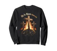 Easter Christian He Is Risen Matthew 28:6 Three Crosses Sweatshirt
