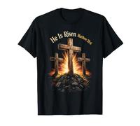 Easter Christian He is Risen Matthew 28:6 Three Crosses T-Shirt